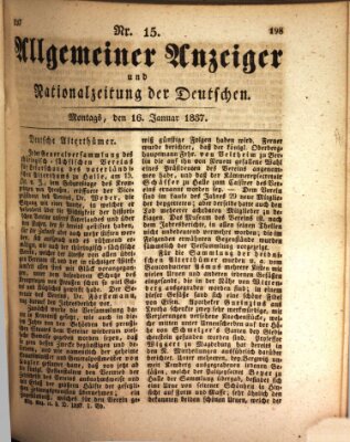 Allgemeiner Anzeiger und Nationalzeitung der Deutschen (Allgemeiner Anzeiger der Deutschen) Montag 16. Januar 1837