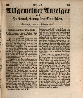 Allgemeiner Anzeiger und Nationalzeitung der Deutschen (Allgemeiner Anzeiger der Deutschen) Sonntag 12. Februar 1837