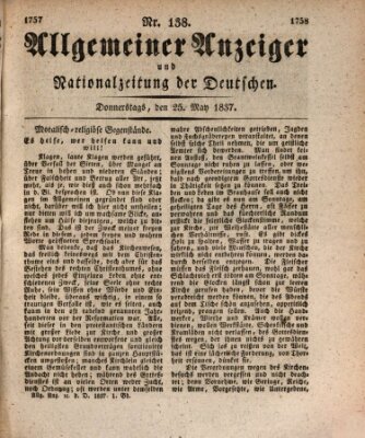 Allgemeiner Anzeiger und Nationalzeitung der Deutschen (Allgemeiner Anzeiger der Deutschen) Donnerstag 25. Mai 1837