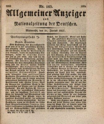 Allgemeiner Anzeiger und Nationalzeitung der Deutschen (Allgemeiner Anzeiger der Deutschen) Mittwoch 21. Juni 1837