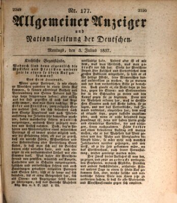 Allgemeiner Anzeiger und Nationalzeitung der Deutschen (Allgemeiner Anzeiger der Deutschen) Montag 3. Juli 1837