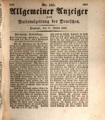 Allgemeiner Anzeiger und Nationalzeitung der Deutschen (Allgemeiner Anzeiger der Deutschen) Freitag 21. Juli 1837