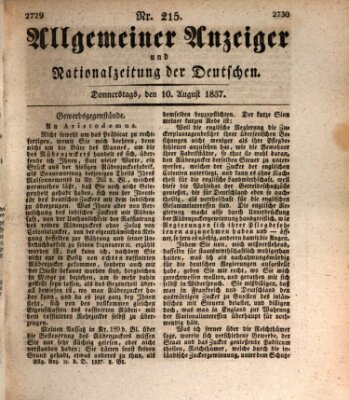 Allgemeiner Anzeiger und Nationalzeitung der Deutschen (Allgemeiner Anzeiger der Deutschen) Donnerstag 10. August 1837