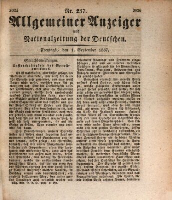 Allgemeiner Anzeiger und Nationalzeitung der Deutschen (Allgemeiner Anzeiger der Deutschen) Freitag 1. September 1837