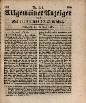 Allgemeiner Anzeiger und Nationalzeitung der Deutschen (Allgemeiner Anzeiger der Deutschen) Mittwoch 25. April 1838