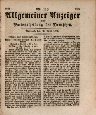 Allgemeiner Anzeiger und Nationalzeitung der Deutschen (Allgemeiner Anzeiger der Deutschen) Montag 30. April 1838