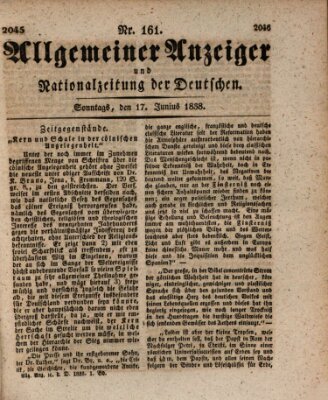 Allgemeiner Anzeiger und Nationalzeitung der Deutschen (Allgemeiner Anzeiger der Deutschen) Sonntag 17. Juni 1838