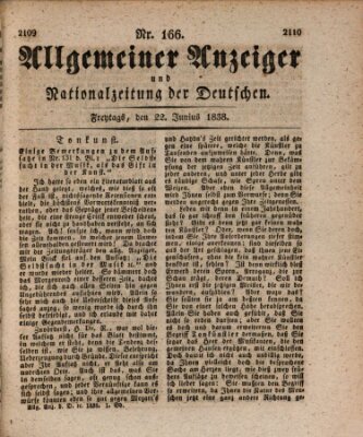 Allgemeiner Anzeiger und Nationalzeitung der Deutschen (Allgemeiner Anzeiger der Deutschen) Freitag 22. Juni 1838