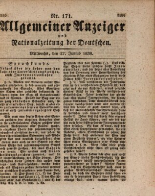 Allgemeiner Anzeiger und Nationalzeitung der Deutschen (Allgemeiner Anzeiger der Deutschen) Mittwoch 27. Juni 1838