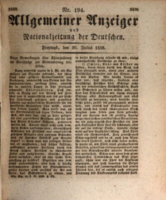 Allgemeiner Anzeiger und Nationalzeitung der Deutschen (Allgemeiner Anzeiger der Deutschen) Freitag 20. Juli 1838