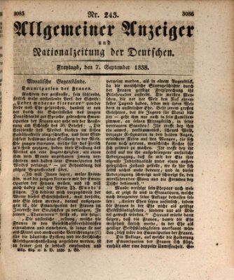 Allgemeiner Anzeiger und Nationalzeitung der Deutschen (Allgemeiner Anzeiger der Deutschen) Freitag 7. September 1838