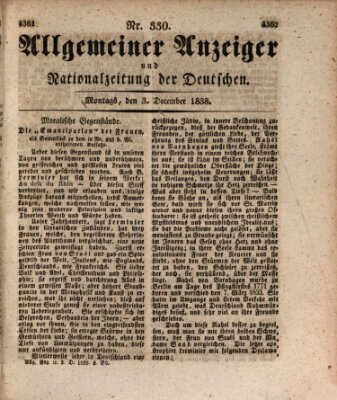 Allgemeiner Anzeiger und Nationalzeitung der Deutschen (Allgemeiner Anzeiger der Deutschen) Montag 3. Dezember 1838