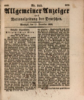 Allgemeiner Anzeiger und Nationalzeitung der Deutschen (Allgemeiner Anzeiger der Deutschen) Montag 17. Dezember 1838