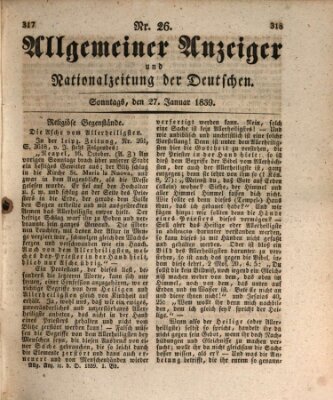 Allgemeiner Anzeiger und Nationalzeitung der Deutschen (Allgemeiner Anzeiger der Deutschen) Sonntag 27. Januar 1839