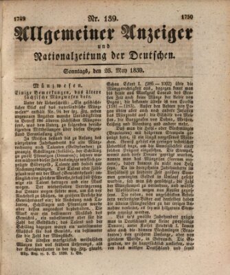 Allgemeiner Anzeiger und Nationalzeitung der Deutschen (Allgemeiner Anzeiger der Deutschen) Sonntag 26. Mai 1839