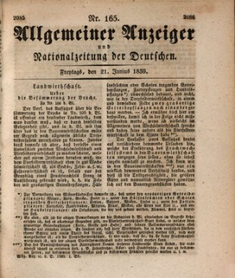 Allgemeiner Anzeiger und Nationalzeitung der Deutschen (Allgemeiner Anzeiger der Deutschen) Freitag 21. Juni 1839
