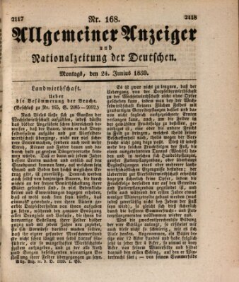 Allgemeiner Anzeiger und Nationalzeitung der Deutschen (Allgemeiner Anzeiger der Deutschen) Montag 24. Juni 1839