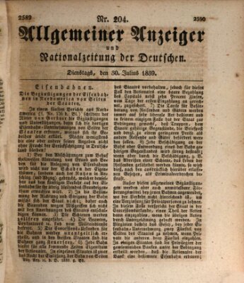 Allgemeiner Anzeiger und Nationalzeitung der Deutschen (Allgemeiner Anzeiger der Deutschen) Dienstag 30. Juli 1839