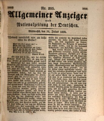 Allgemeiner Anzeiger und Nationalzeitung der Deutschen (Allgemeiner Anzeiger der Deutschen) Mittwoch 31. Juli 1839