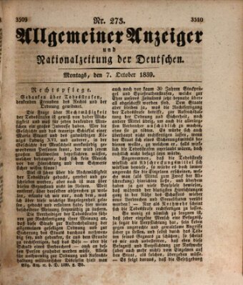 Allgemeiner Anzeiger und Nationalzeitung der Deutschen (Allgemeiner Anzeiger der Deutschen) Montag 7. Oktober 1839