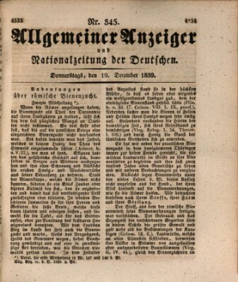 Allgemeiner Anzeiger und Nationalzeitung der Deutschen (Allgemeiner Anzeiger der Deutschen) Donnerstag 19. Dezember 1839