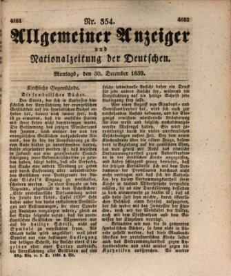 Allgemeiner Anzeiger und Nationalzeitung der Deutschen (Allgemeiner Anzeiger der Deutschen) Montag 30. Dezember 1839