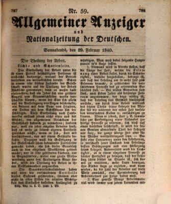 Allgemeiner Anzeiger und Nationalzeitung der Deutschen (Allgemeiner Anzeiger der Deutschen) Samstag 29. Februar 1840
