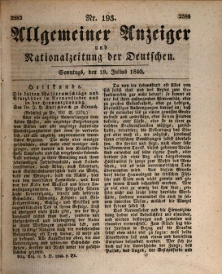 Allgemeiner Anzeiger und Nationalzeitung der Deutschen (Allgemeiner Anzeiger der Deutschen) Sonntag 19. Juli 1840