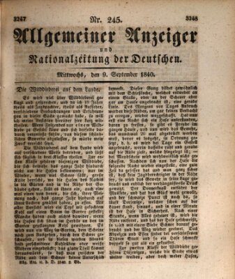 Allgemeiner Anzeiger und Nationalzeitung der Deutschen (Allgemeiner Anzeiger der Deutschen) Mittwoch 9. September 1840