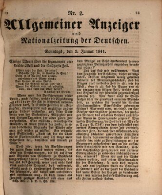 Allgemeiner Anzeiger und Nationalzeitung der Deutschen (Allgemeiner Anzeiger der Deutschen) Sonntag 3. Januar 1841