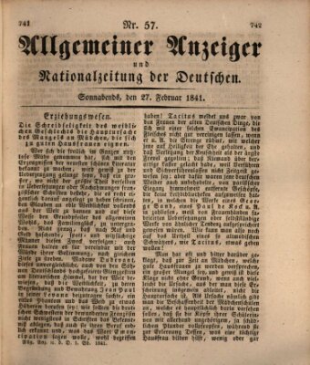 Allgemeiner Anzeiger und Nationalzeitung der Deutschen (Allgemeiner Anzeiger der Deutschen) Samstag 27. Februar 1841
