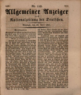 Allgemeiner Anzeiger und Nationalzeitung der Deutschen (Allgemeiner Anzeiger der Deutschen) Montag 26. April 1841