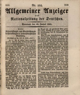 Allgemeiner Anzeiger und Nationalzeitung der Deutschen (Allgemeiner Anzeiger der Deutschen) Sonntag 20. Juni 1841