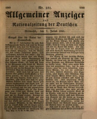Allgemeiner Anzeiger und Nationalzeitung der Deutschen (Allgemeiner Anzeiger der Deutschen) Mittwoch 7. Juli 1841