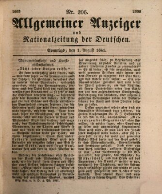Allgemeiner Anzeiger und Nationalzeitung der Deutschen (Allgemeiner Anzeiger der Deutschen) Sonntag 1. August 1841