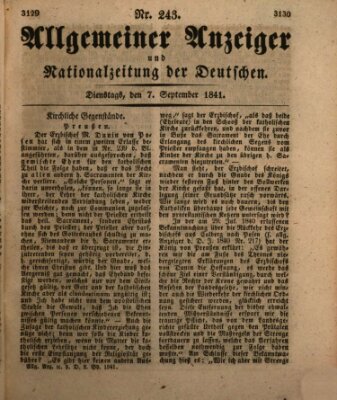 Allgemeiner Anzeiger und Nationalzeitung der Deutschen (Allgemeiner Anzeiger der Deutschen) Dienstag 7. September 1841