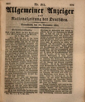 Allgemeiner Anzeiger und Nationalzeitung der Deutschen (Allgemeiner Anzeiger der Deutschen) Samstag 25. September 1841