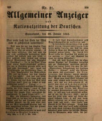 Allgemeiner Anzeiger und Nationalzeitung der Deutschen (Allgemeiner Anzeiger der Deutschen) Samstag 22. Januar 1842