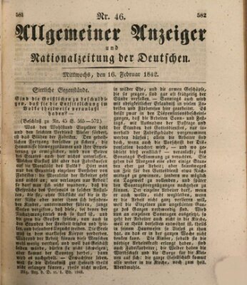 Allgemeiner Anzeiger und Nationalzeitung der Deutschen (Allgemeiner Anzeiger der Deutschen) Mittwoch 16. Februar 1842