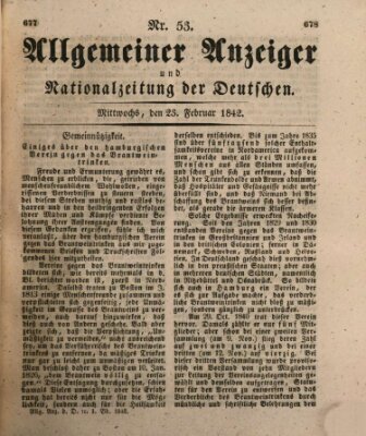 Allgemeiner Anzeiger und Nationalzeitung der Deutschen (Allgemeiner Anzeiger der Deutschen) Mittwoch 23. Februar 1842