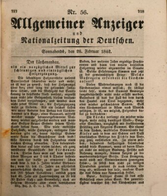 Allgemeiner Anzeiger und Nationalzeitung der Deutschen (Allgemeiner Anzeiger der Deutschen) Samstag 26. Februar 1842