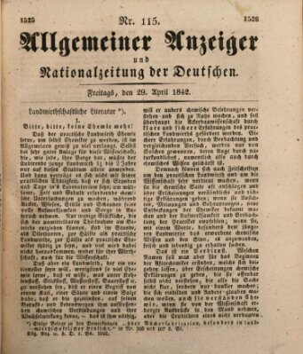 Allgemeiner Anzeiger und Nationalzeitung der Deutschen (Allgemeiner Anzeiger der Deutschen) Freitag 29. April 1842