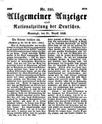 Allgemeiner Anzeiger und Nationalzeitung der Deutschen (Allgemeiner Anzeiger der Deutschen) Sonntag 21. August 1842