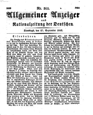 Allgemeiner Anzeiger und Nationalzeitung der Deutschen (Allgemeiner Anzeiger der Deutschen) Dienstag 27. September 1842