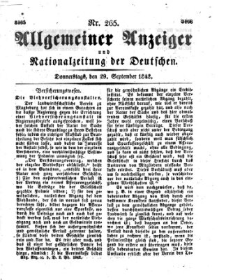 Allgemeiner Anzeiger und Nationalzeitung der Deutschen (Allgemeiner Anzeiger der Deutschen) Donnerstag 29. September 1842