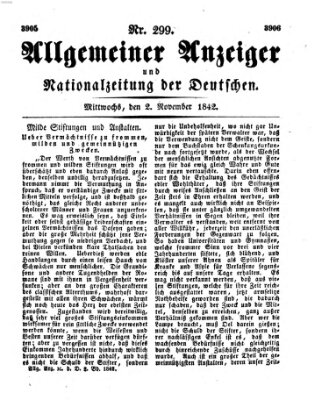 Allgemeiner Anzeiger und Nationalzeitung der Deutschen (Allgemeiner Anzeiger der Deutschen) Mittwoch 2. November 1842
