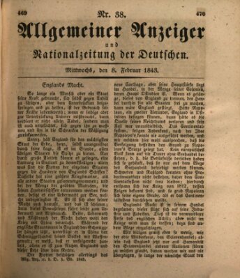Allgemeiner Anzeiger und Nationalzeitung der Deutschen (Allgemeiner Anzeiger der Deutschen) Mittwoch 8. Februar 1843