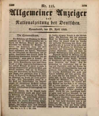 Allgemeiner Anzeiger und Nationalzeitung der Deutschen (Allgemeiner Anzeiger der Deutschen) Samstag 29. April 1843