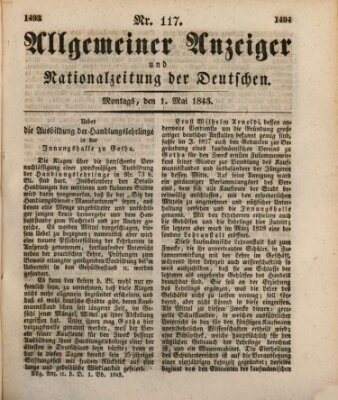 Allgemeiner Anzeiger und Nationalzeitung der Deutschen (Allgemeiner Anzeiger der Deutschen) Montag 1. Mai 1843