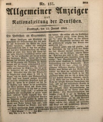 Allgemeiner Anzeiger und Nationalzeitung der Deutschen (Allgemeiner Anzeiger der Deutschen) Dienstag 13. Juni 1843